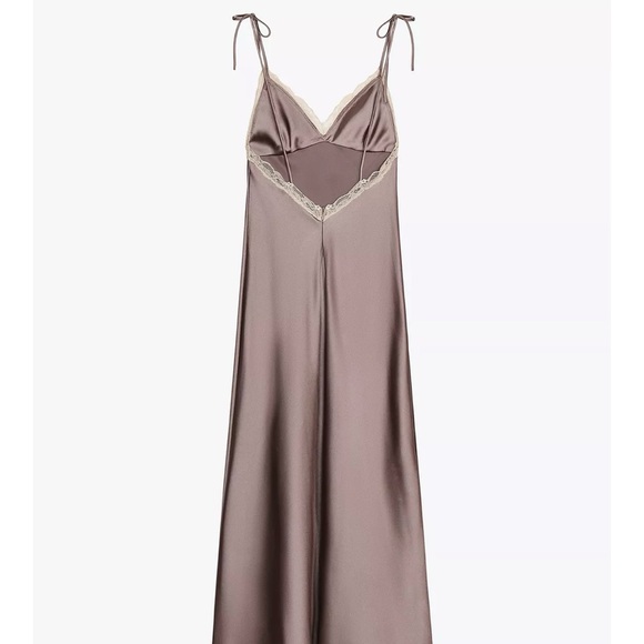 NWT ZARA SATIN LACE MIDI DRESS - Picture 8 of 9